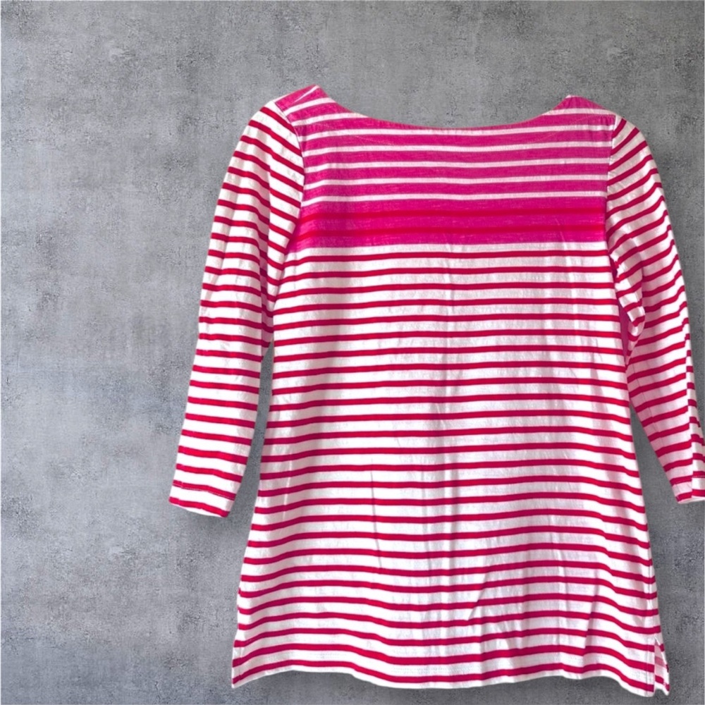 ⬅️LOFT Striped Pink, White, and Red Boat Neck Top